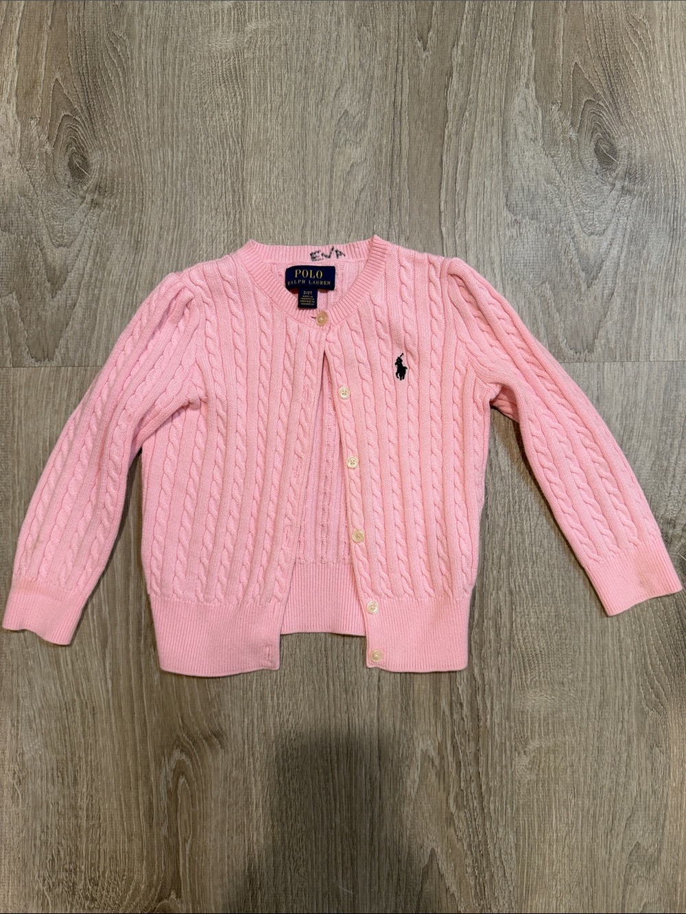 Polo by Ralph Lauren Girls' Light Pink Cable Knit Cardigan